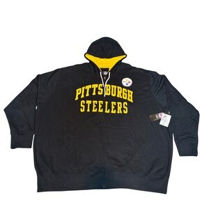 NFL Pittsburgh Steelers Full Zip Hoodie Jacket Black/Gold NWT Big & Tall 5XL